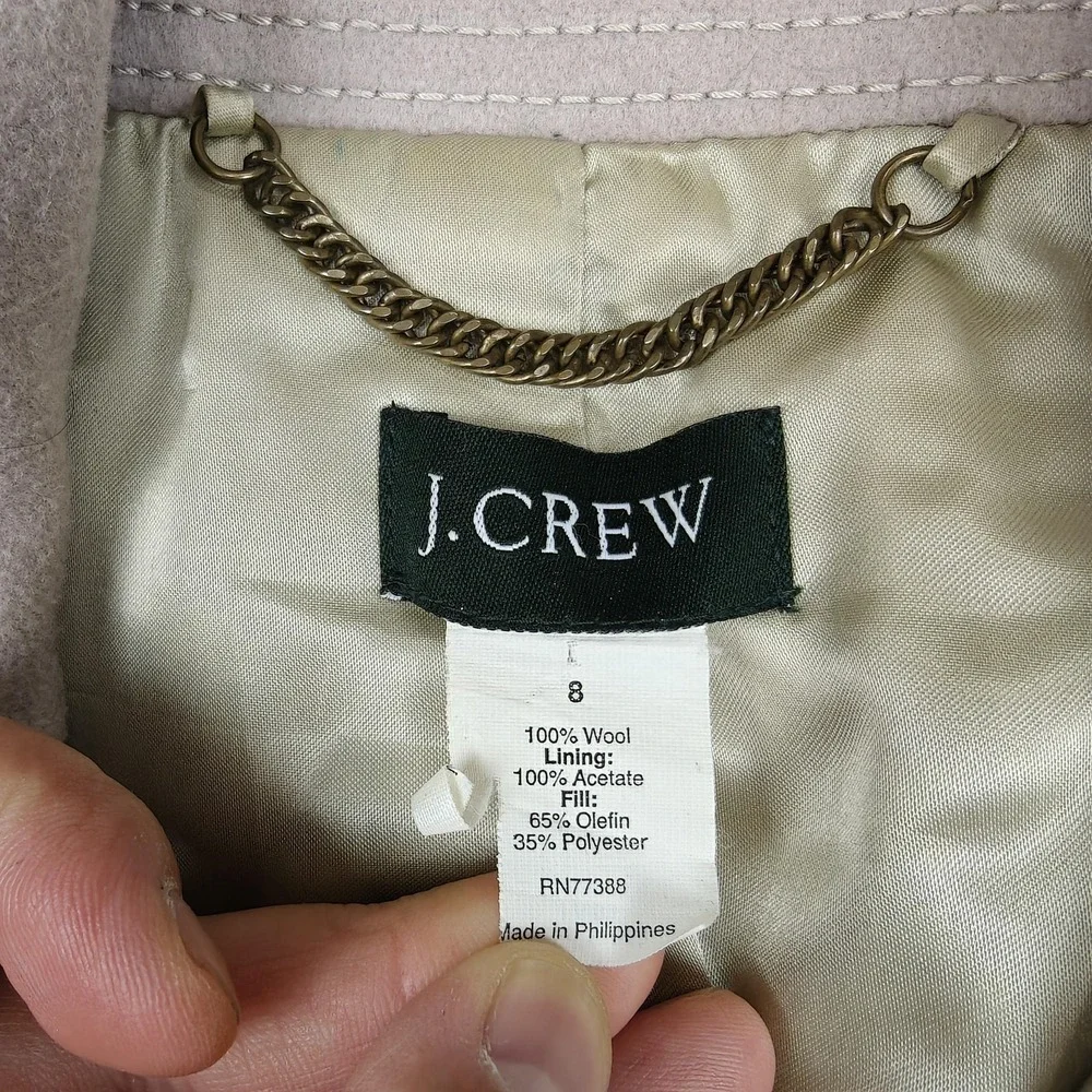 J Crew Coat Womens 8 Beige Wool Pea Thinsulate Lined Double Breasted Pockets - Picture 2 of 8